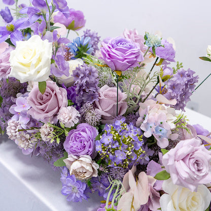Purple & Ivory Rose Artificial Flower Runner – product image 5
