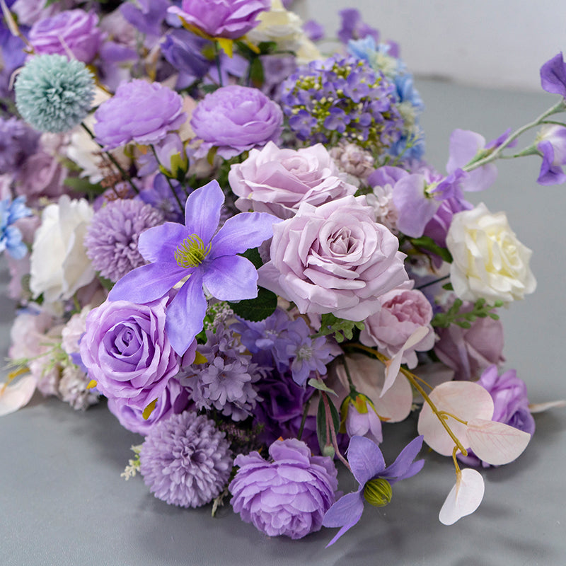 Purple & Ivory Rose Artificial Flower Runner – product image 6