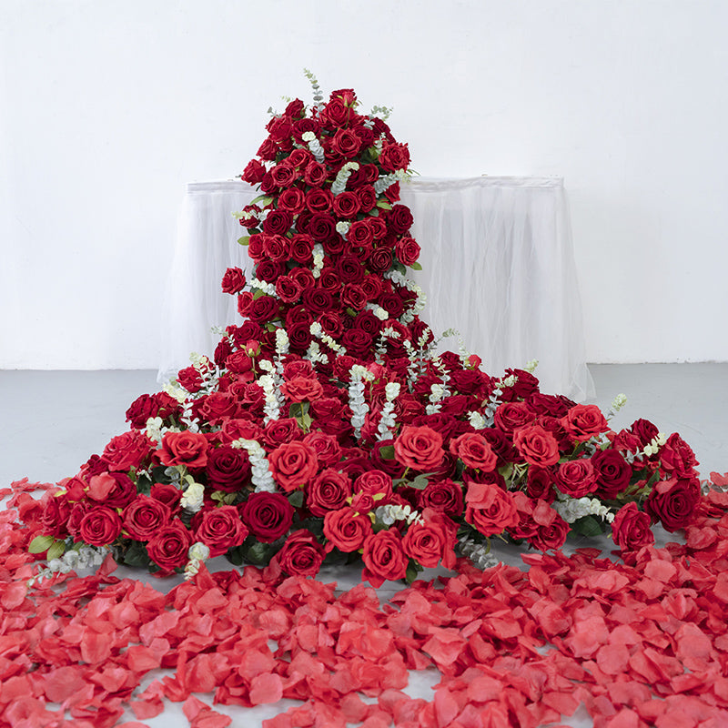 Red Rose & White Blossom Artificial Flower Runner – product image 1