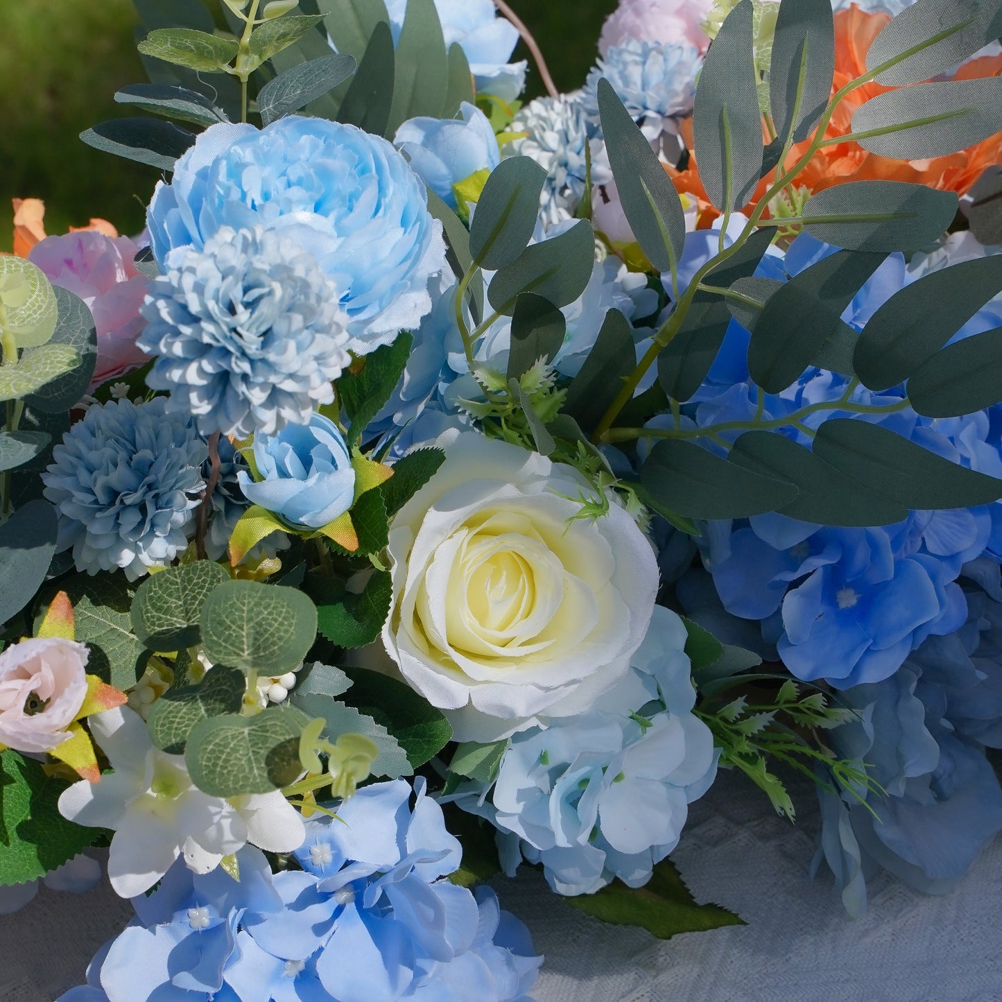 Blue, Coral & Blush Artificial Flower Runner – product image 2
