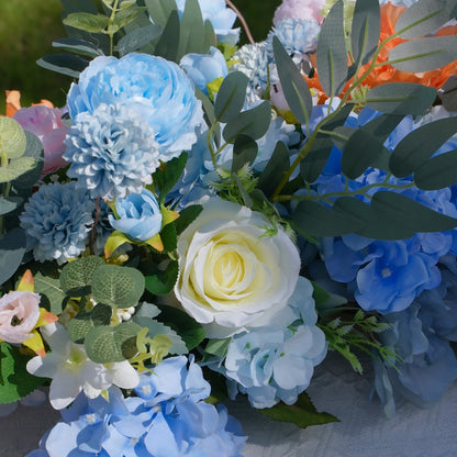 Blue, Coral & Blush Artificial Flower Runner – product image 2
