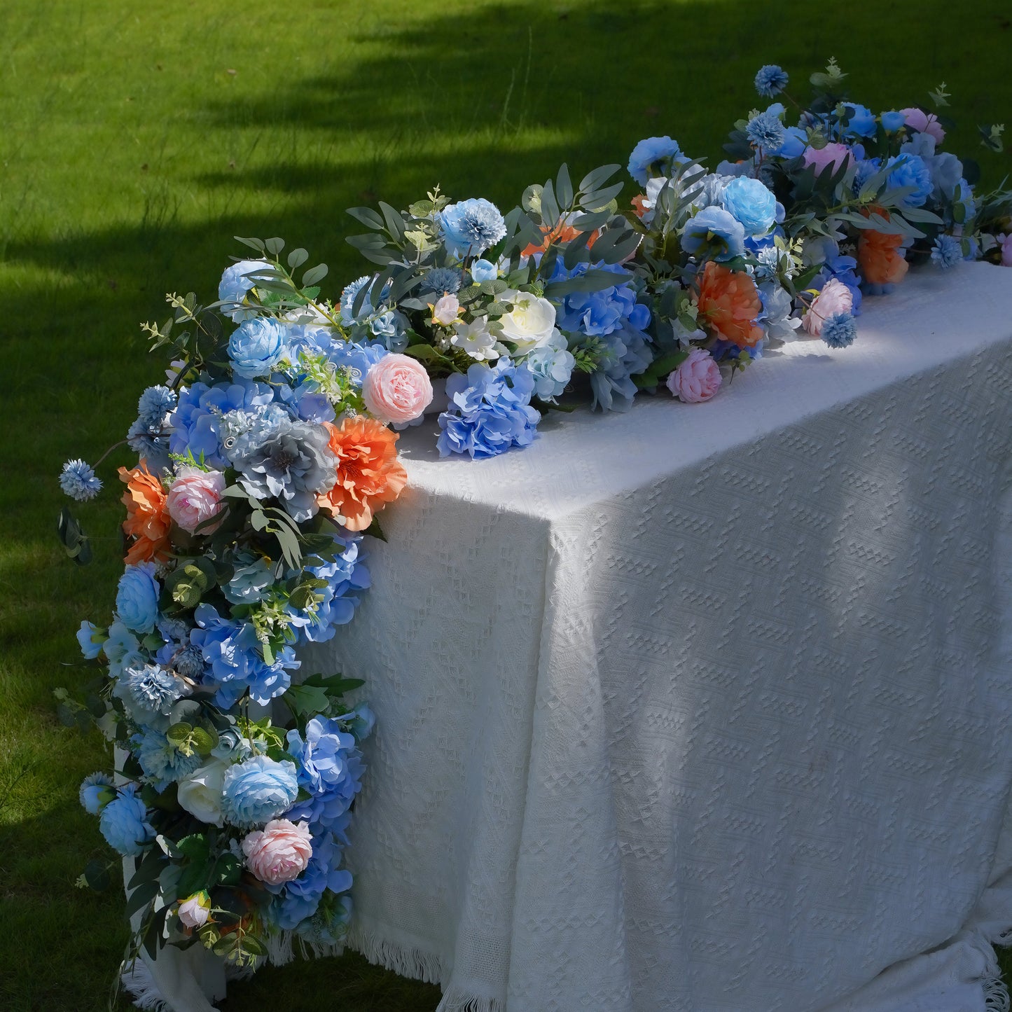 Blue, Coral & Blush Artificial Flower Runner – product image 3