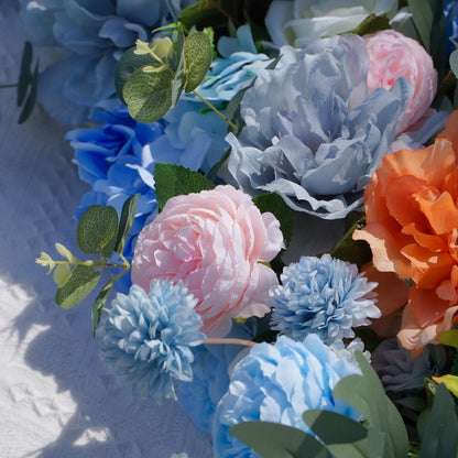 Blue, Coral & Blush Artificial Flower Runner – product image 5