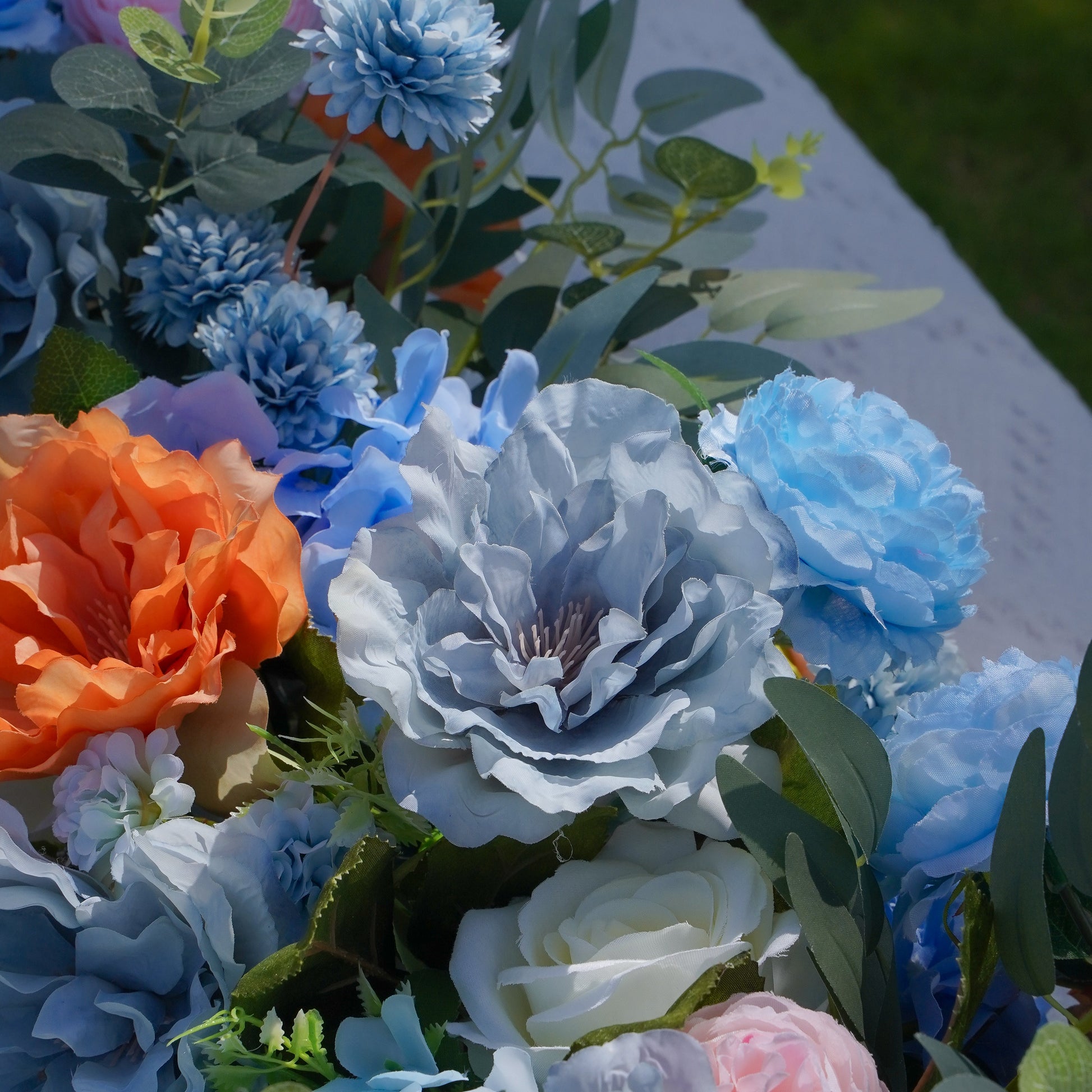 Blue, Coral & Blush Artificial Flower Runner – product image 6