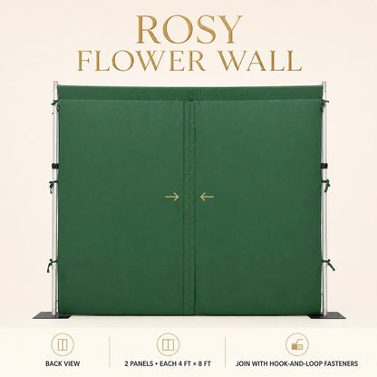 Back view of two 4 ft × 8 ft flower wall panels joined with hook-and-loop fasteners