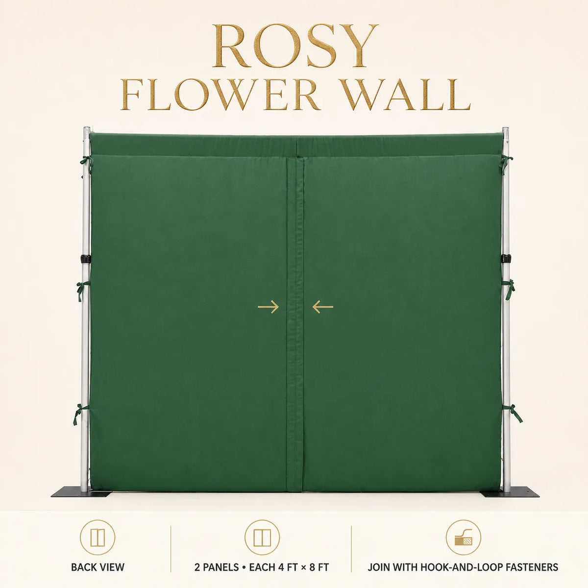 Back view of two 4 ft × 8 ft flower wall panels joined with hook-and-loop fasteners