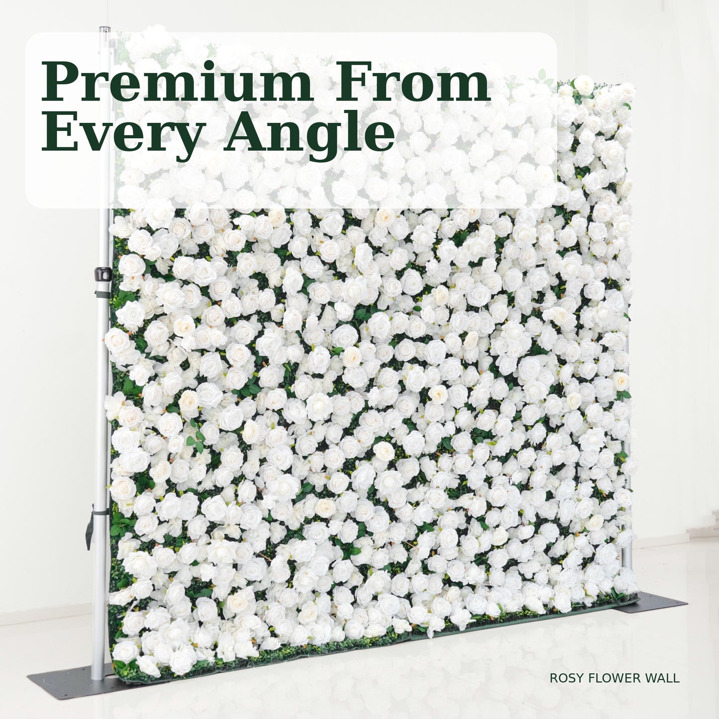 8x8 ft White Rose Flower Wall Backdrop – Modular Event Decor
