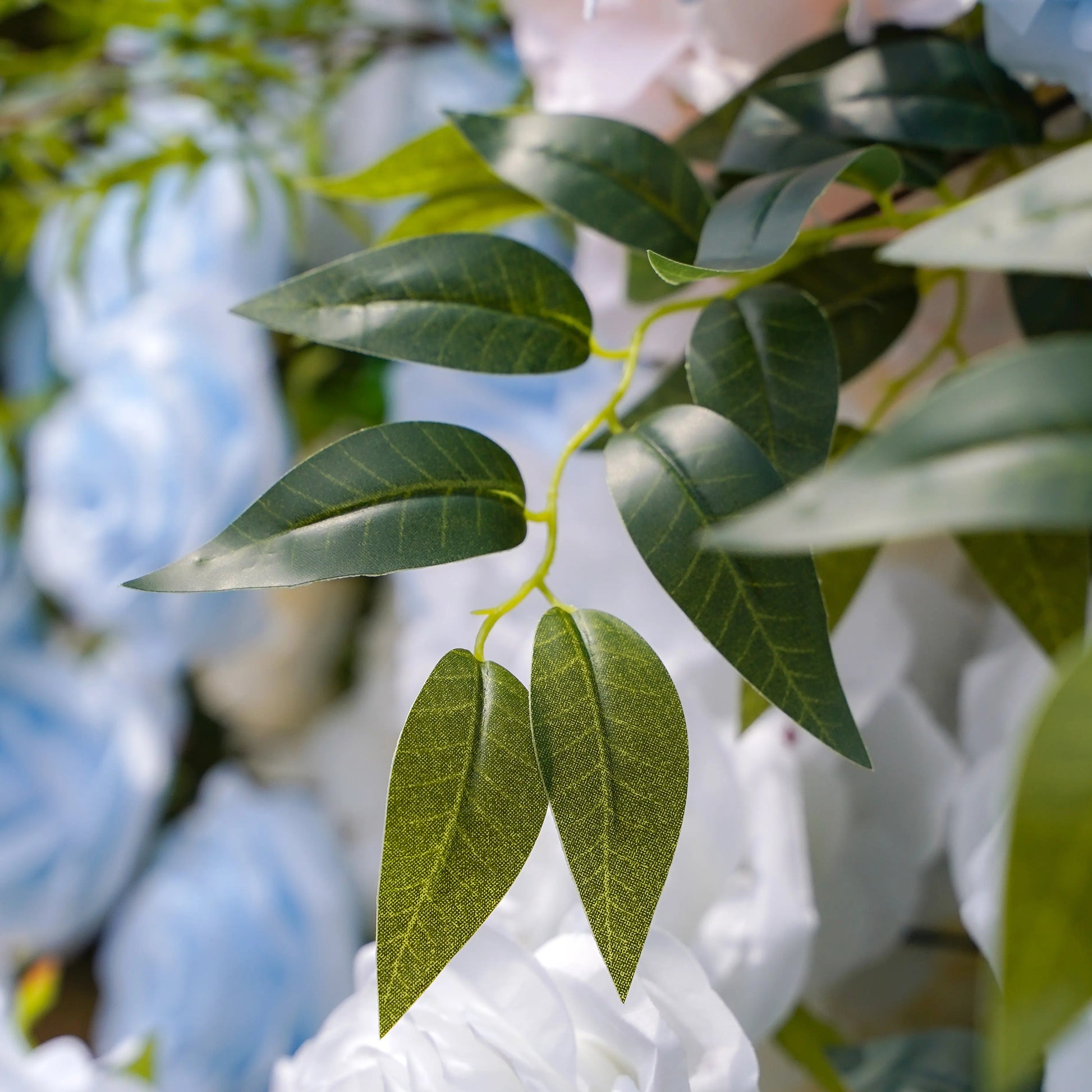 Artificial flower wall floral detail view
