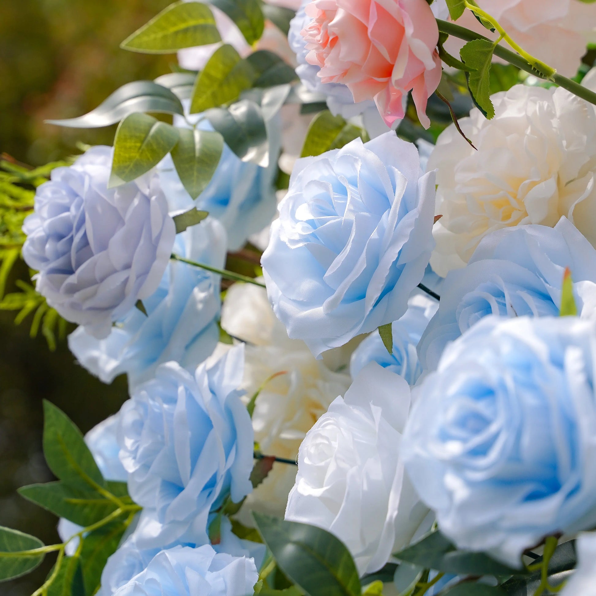 Artificial flower wall floral detail view
