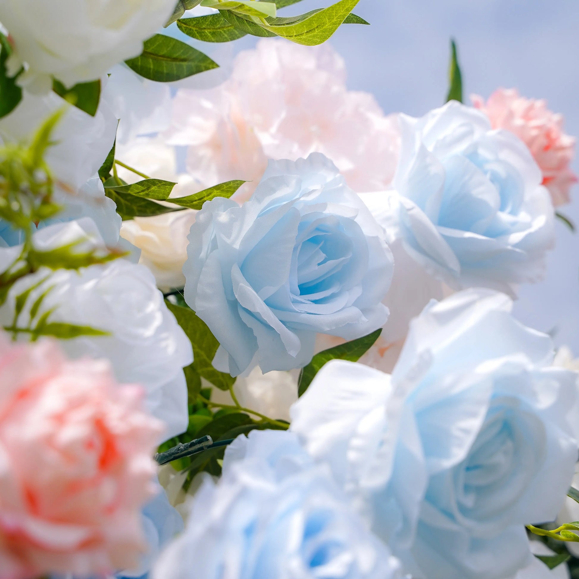 Artificial flower wall floral detail view