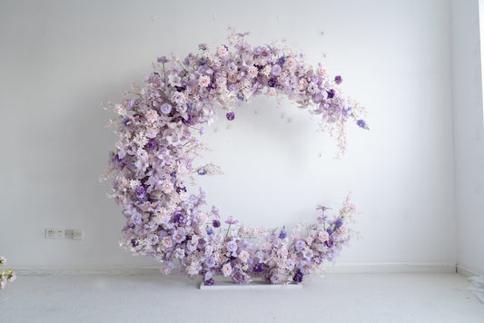 Purple Floral Horn Wedding Arch for Ceremony & Reception – Bridal Backdrop & Photo Zone Decoration