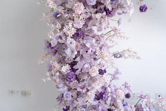 Purple Floral Horn Wedding Arch for Ceremony & Reception – Bridal Backdrop & Photo Zone Decoration