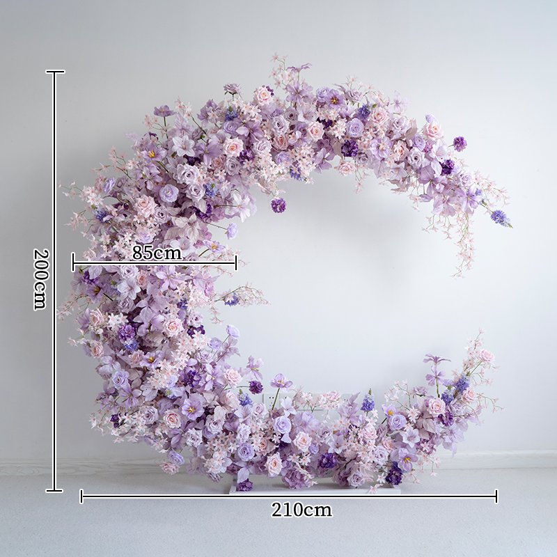 Purple Floral Horn Wedding Arch for Ceremony & Reception – Bridal Backdrop & Photo Zone Decoration