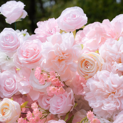 Macro view of pink and white silk flower petals