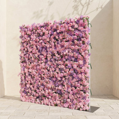 Right view of soft pink and purple flower wall