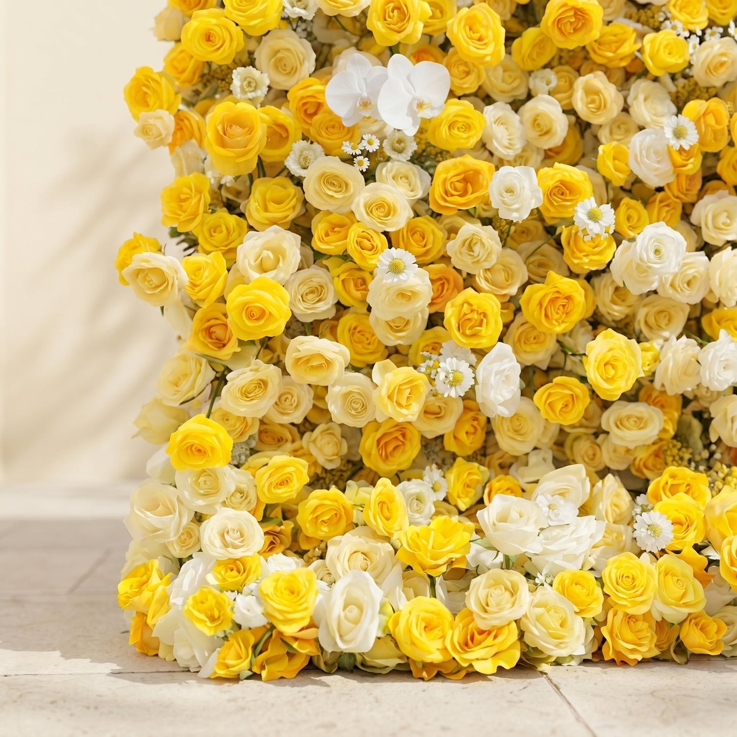 Dimensional yellow and white flower wall texture