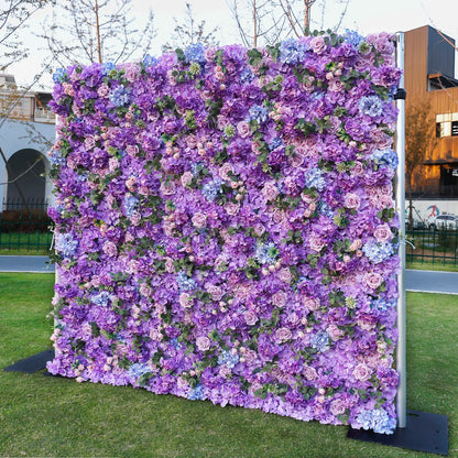 Rosy Lilac Hydrangea Wedding Roll up Fabric Perple Flower Wall