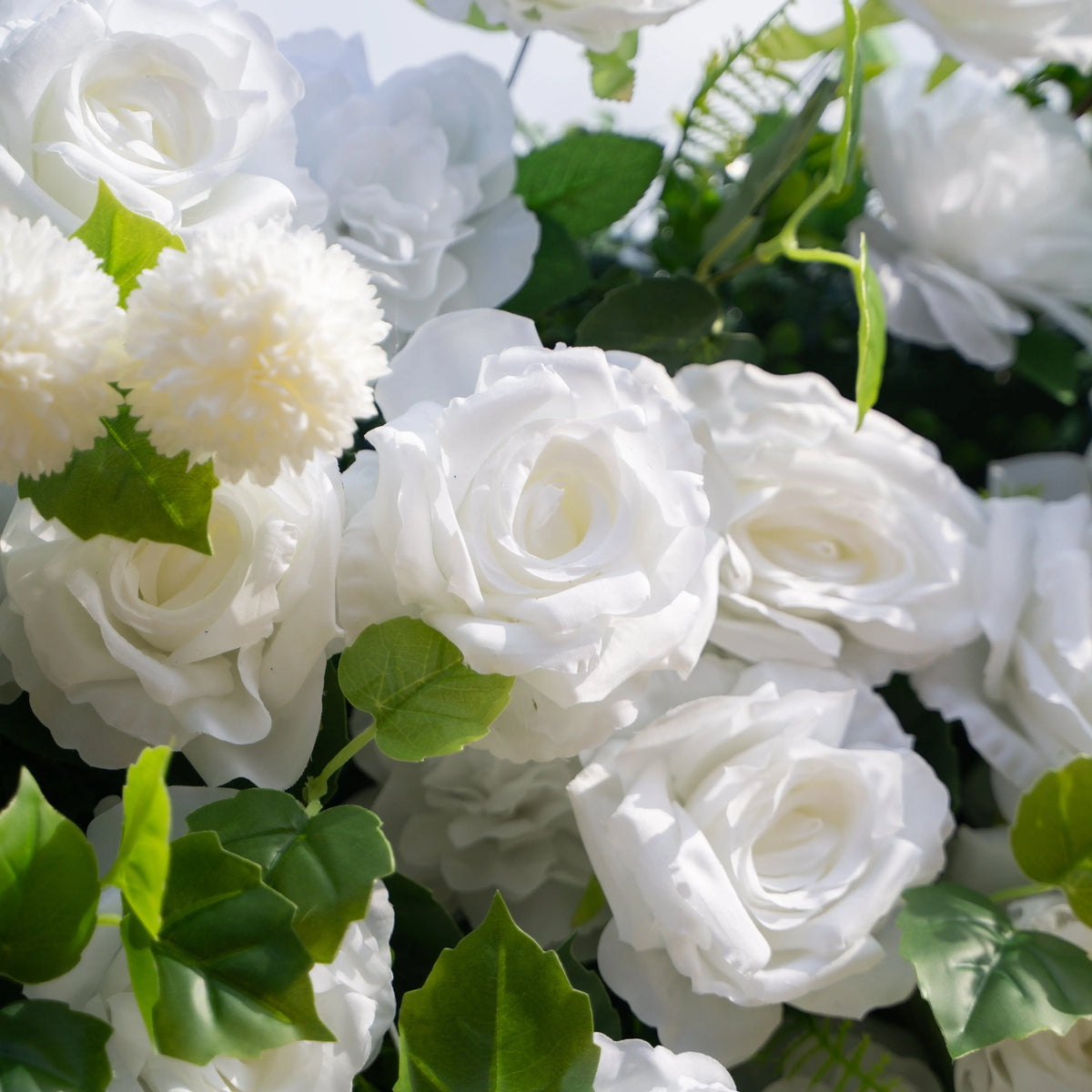 Artificial flower wall floral detail view