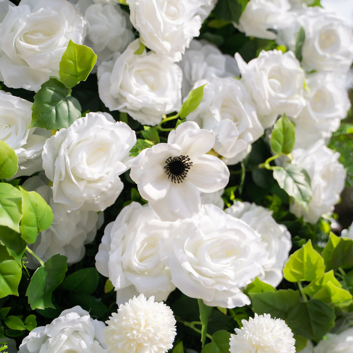 Artificial flower wall floral detail view