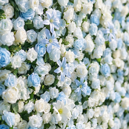 Blue floral backdrop detail