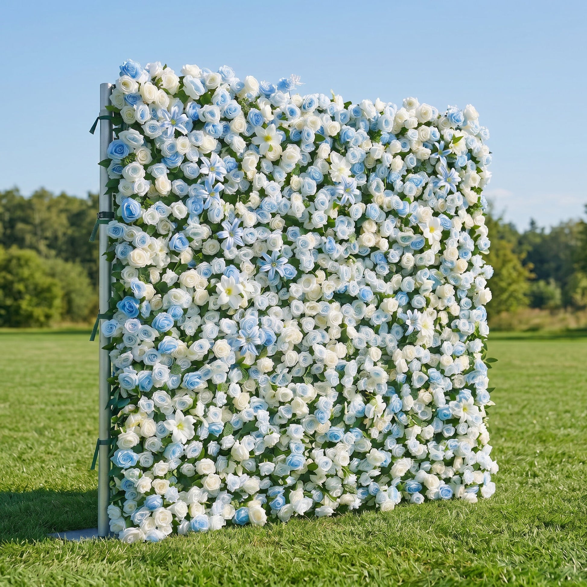 Luxury blue flower wall side view