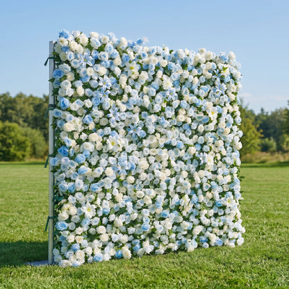Luxury blue flower wall side view