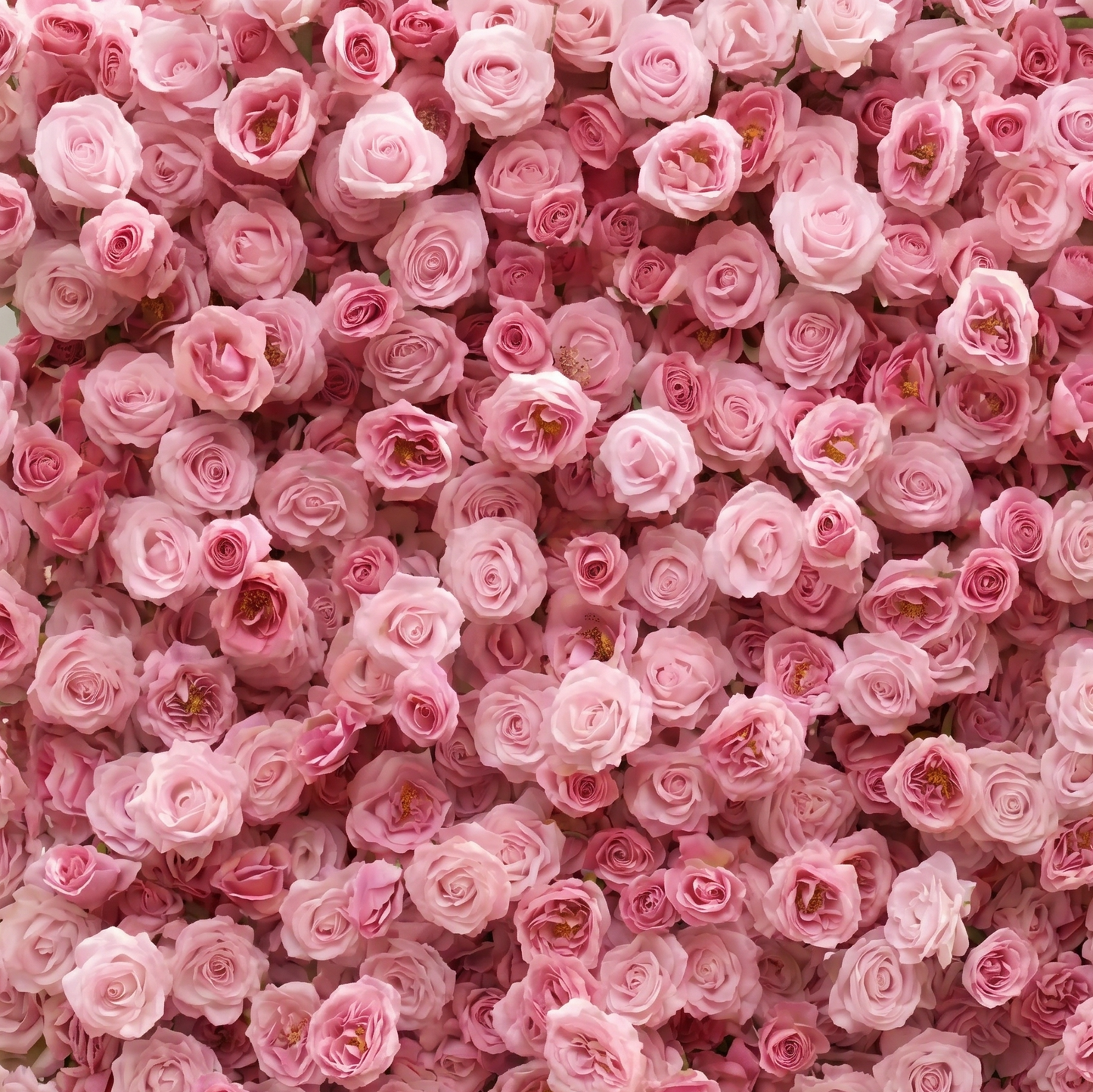Pink silk flower wall close-up detail
