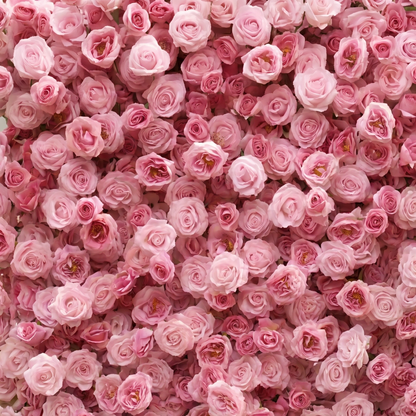 Pink silk flower wall close-up detail