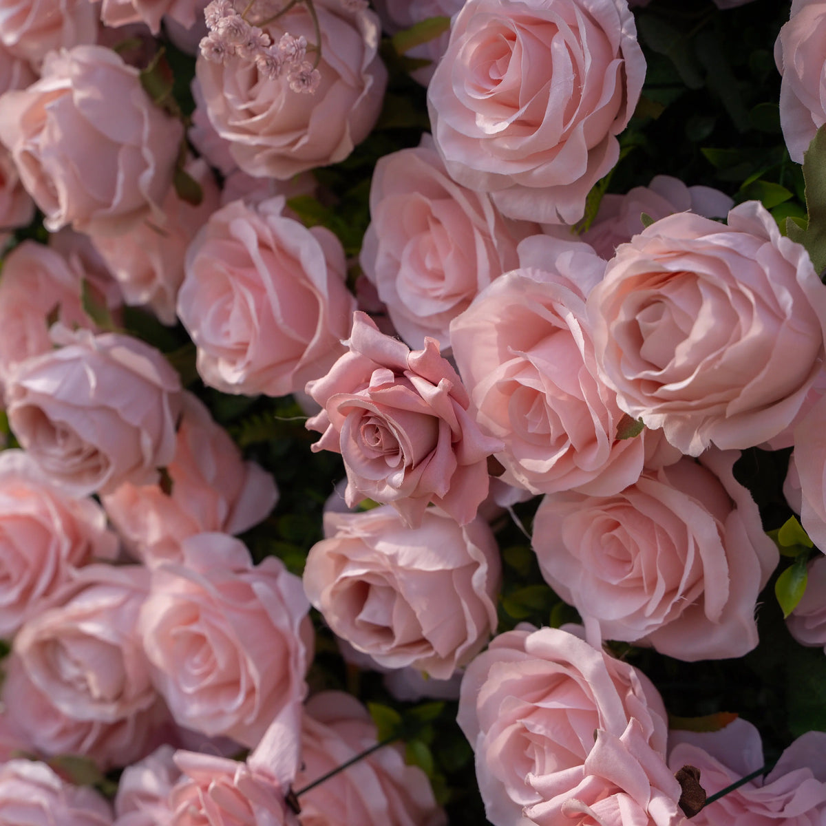 Artificial flower wall floral detail view