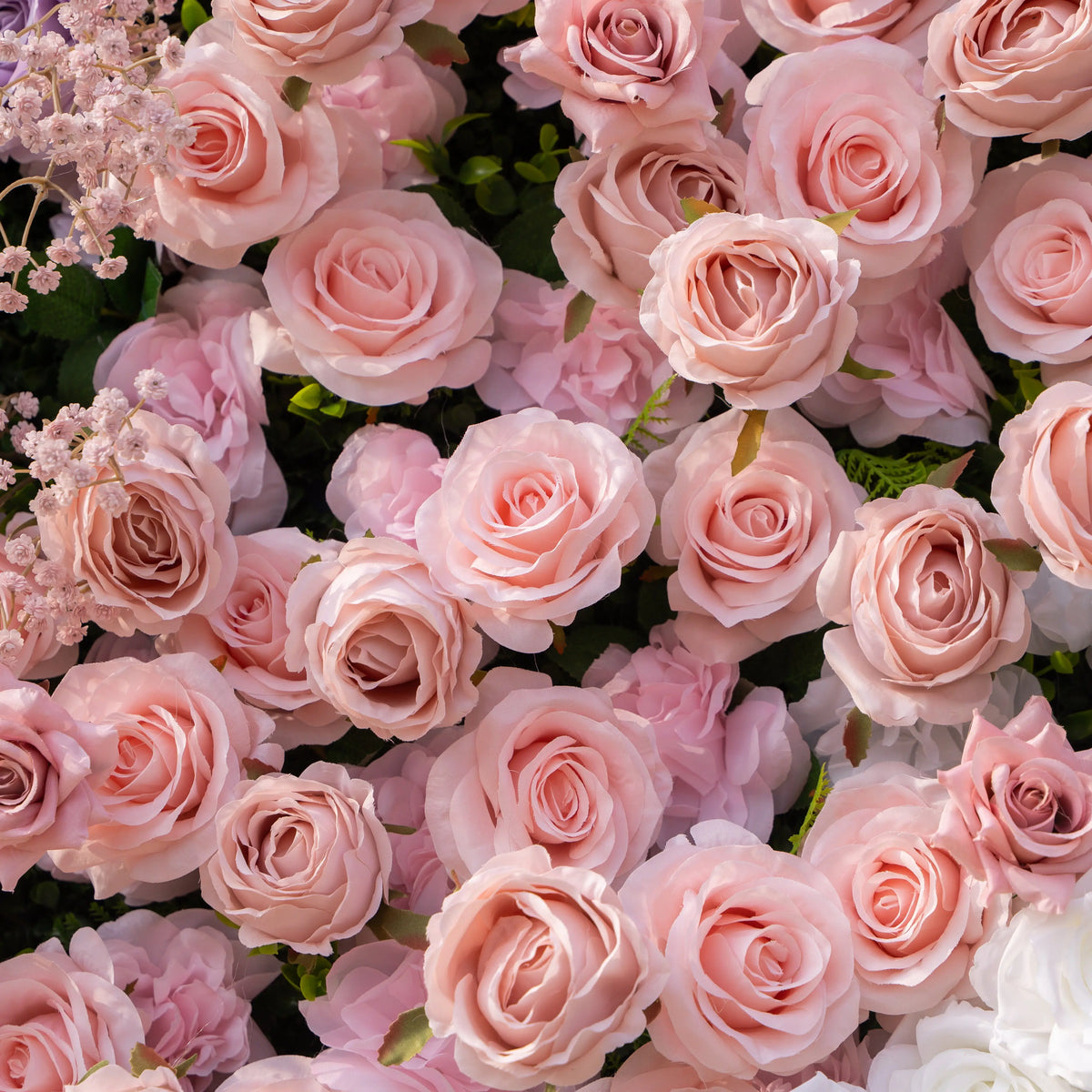Artificial flower wall floral detail view
