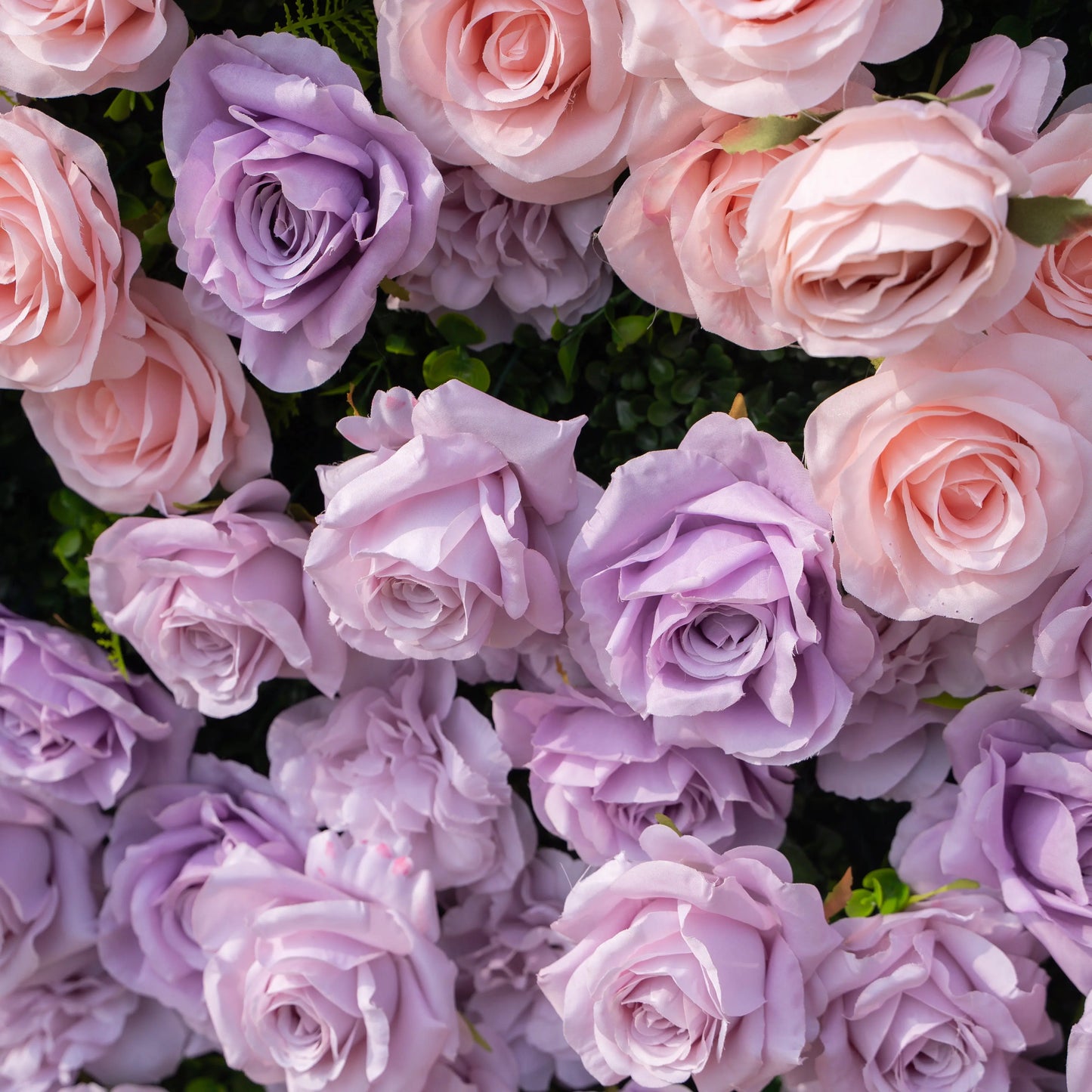 Artificial flower wall floral detail view