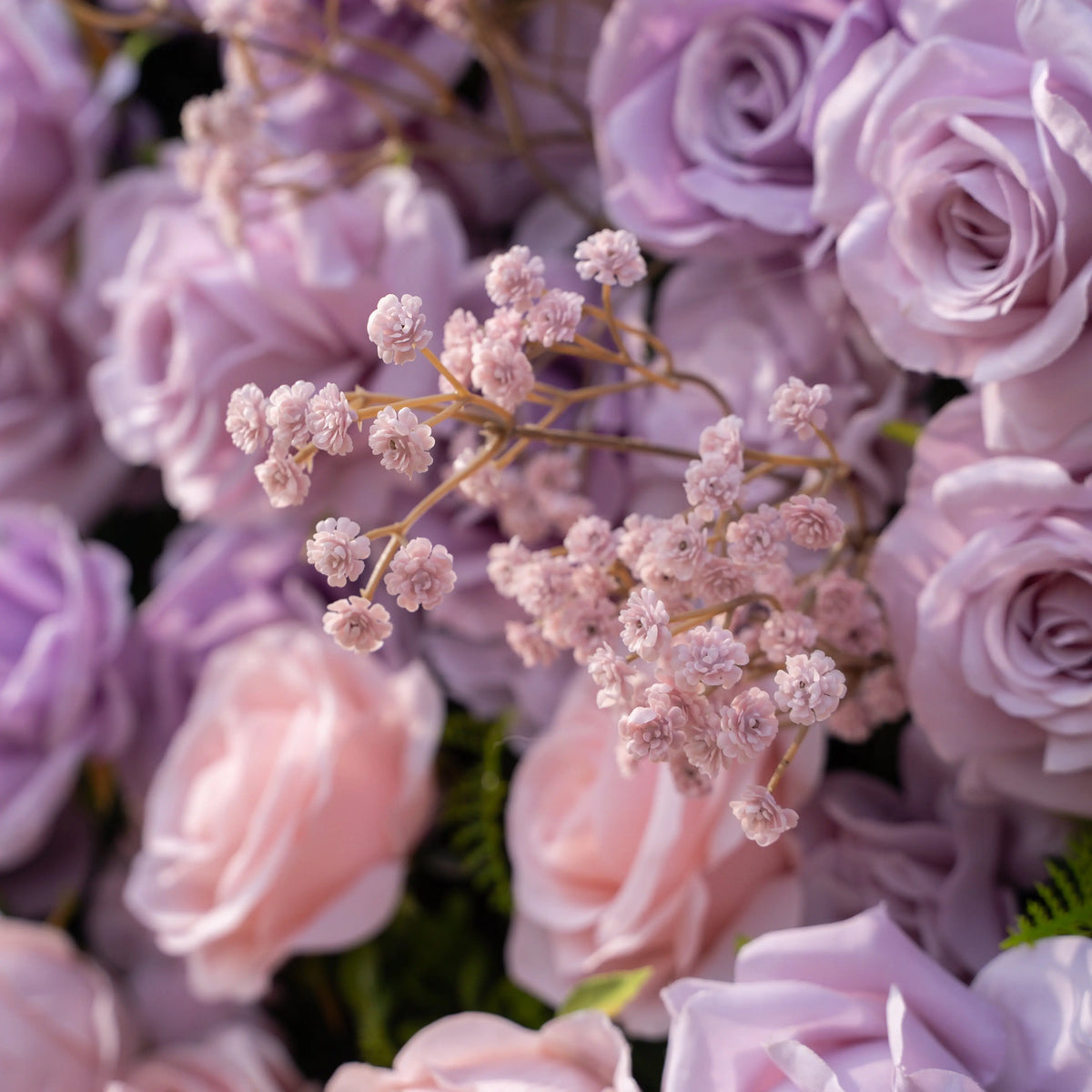 Artificial flower wall floral detail view