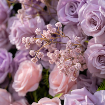 Artificial flower wall floral detail view