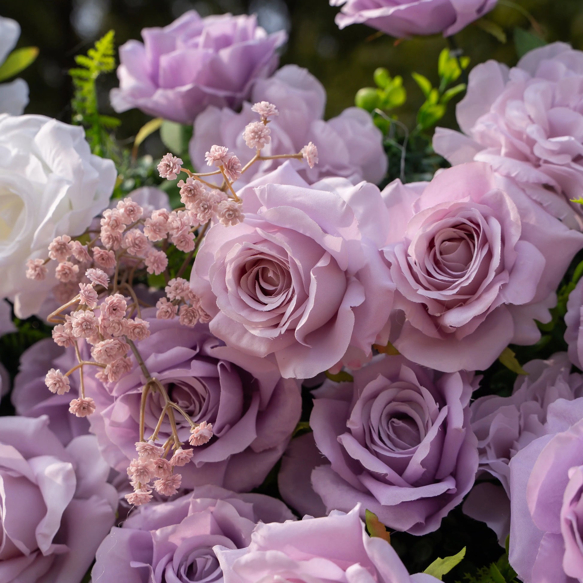 Artificial flower wall floral detail view
