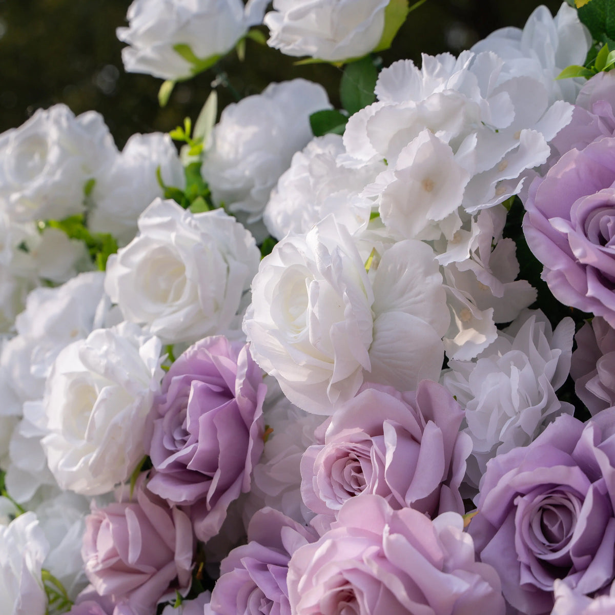 Artificial flower wall floral detail view