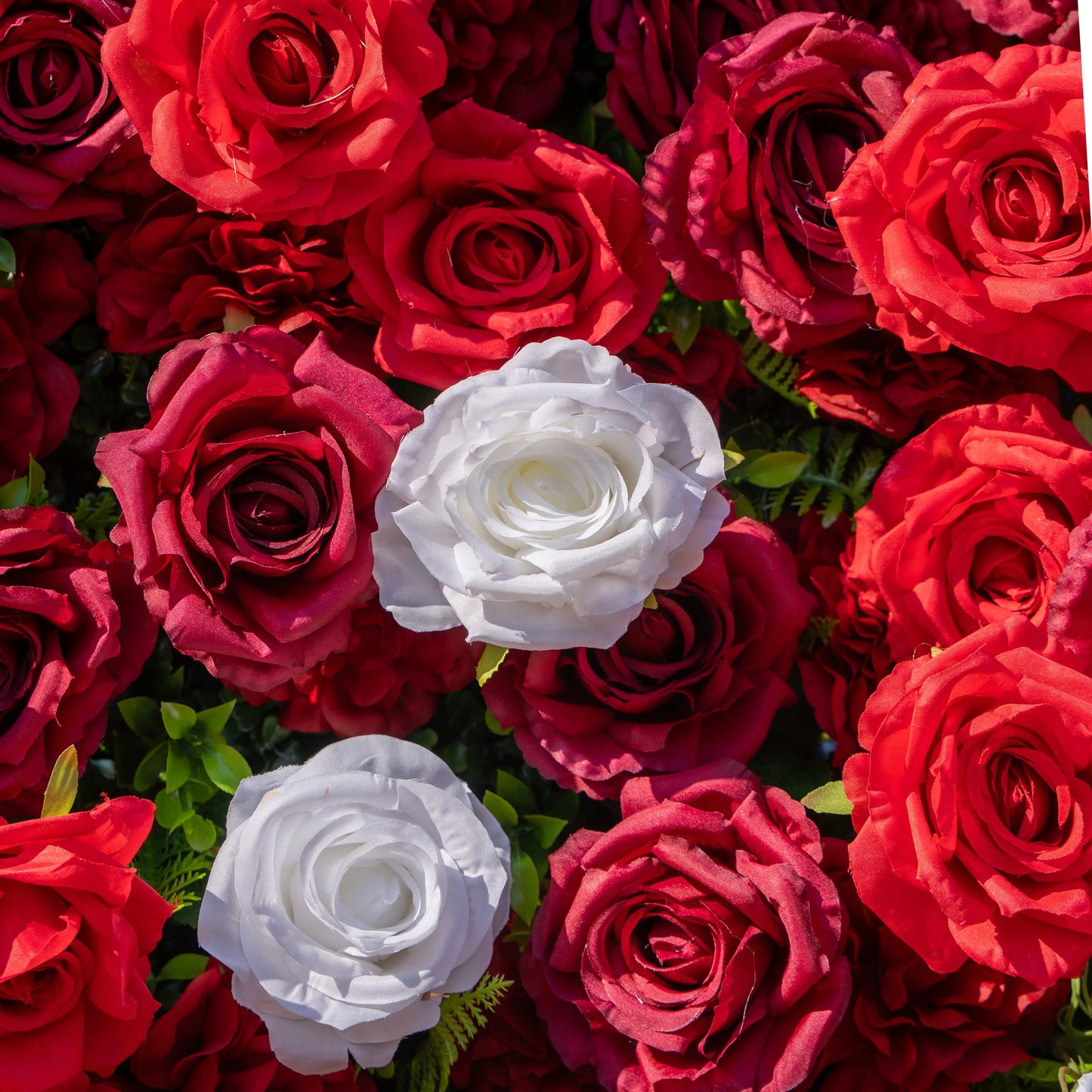 Artificial flower wall floral detail view