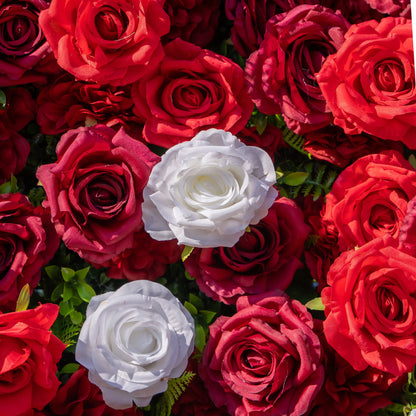 Artificial flower wall floral detail view