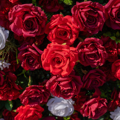 Artificial flower wall floral detail view