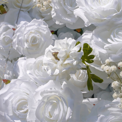 Macro view of white silk rose petals