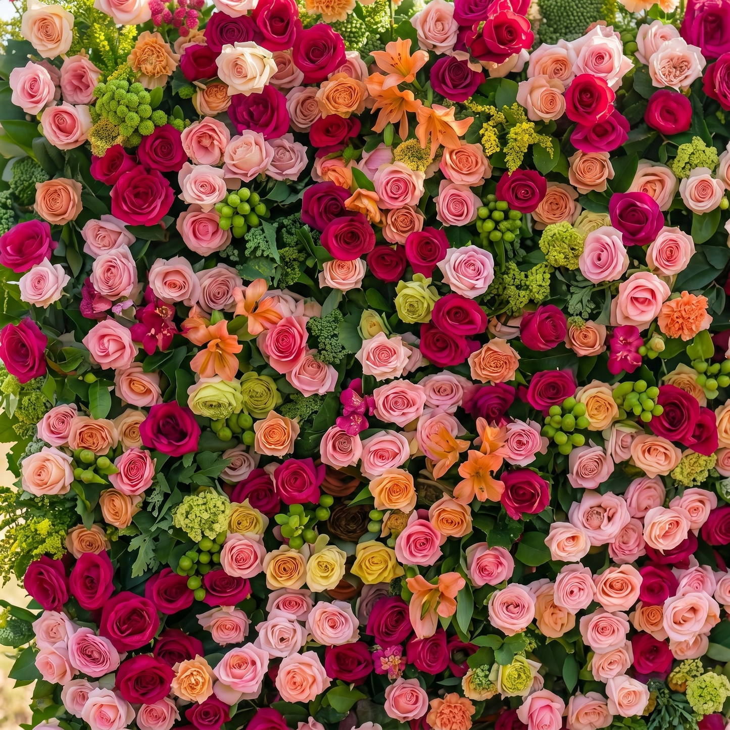 Pink red and orange silk flower wall texture