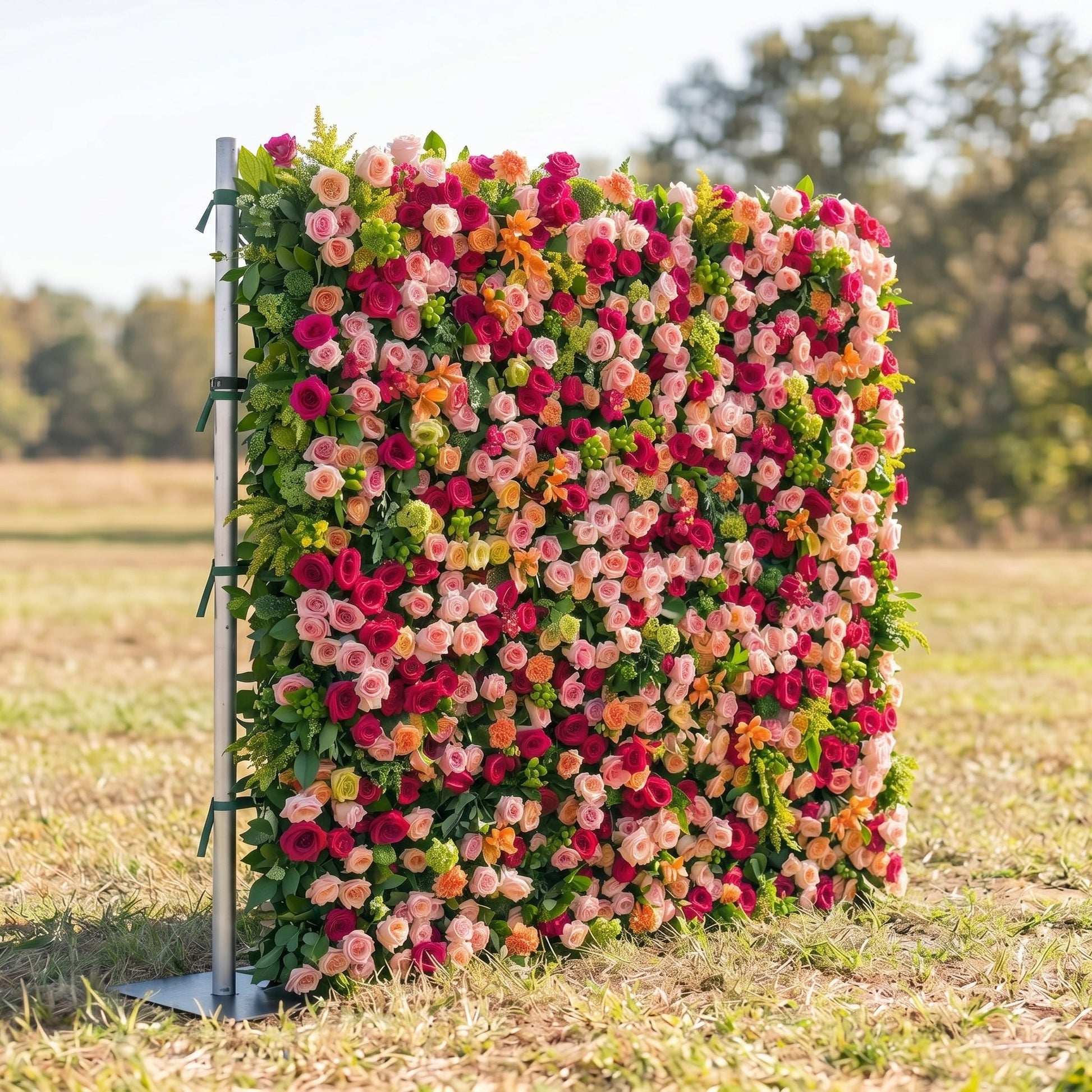 Multicolor flower wall backdrop side view