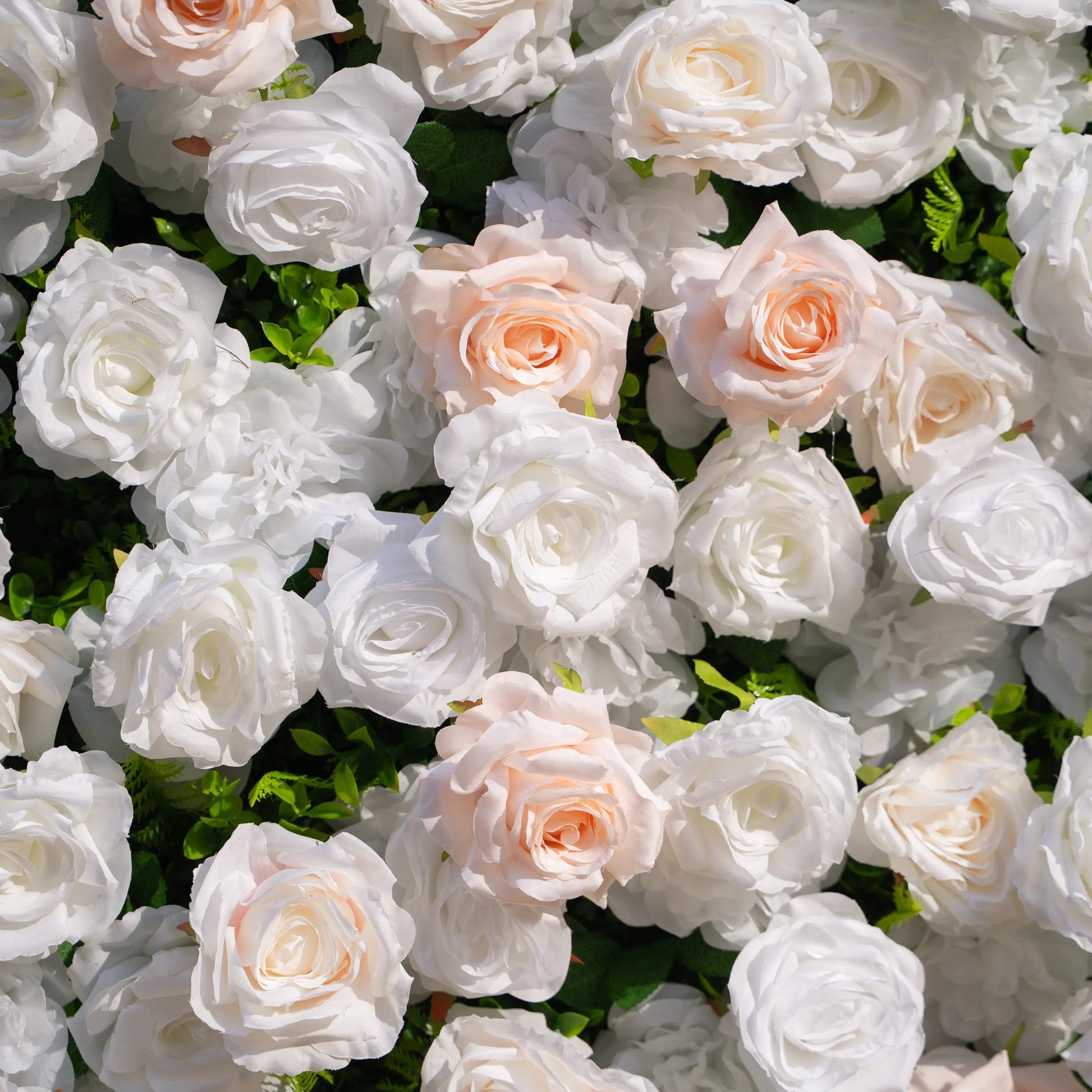Artificial flower wall floral detail view