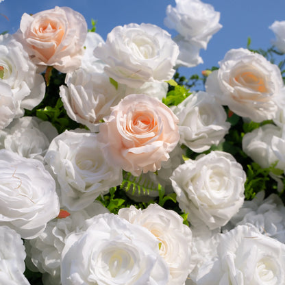 Artificial flower wall floral detail view