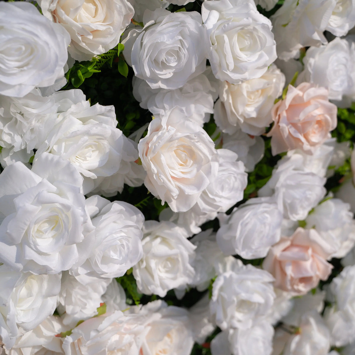 Artificial flower wall floral detail view