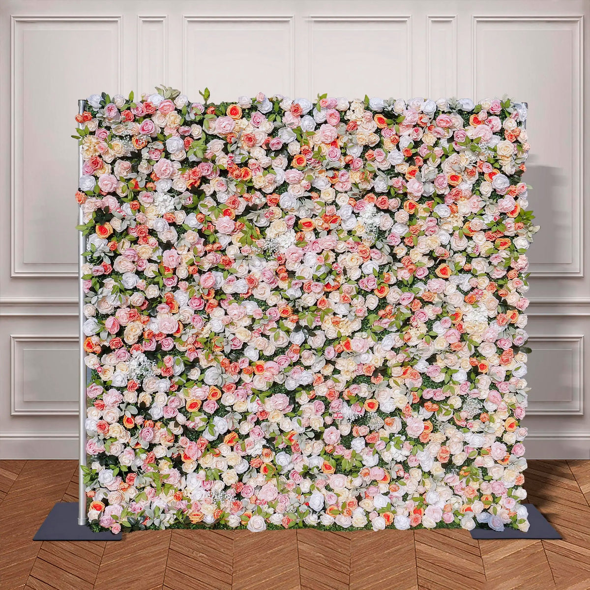 Rosy Orange Peony Cloth Fabric Backdrop Flower Wall