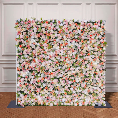 Rosy Orange Peony Cloth Fabric Backdrop Flower Wall