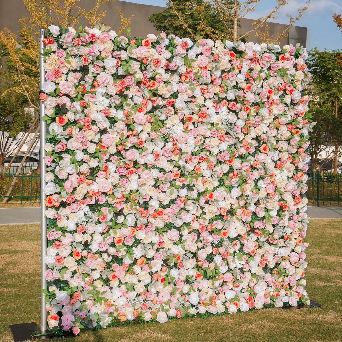 Rosy Orange Peony Cloth Fabric Backdrop Flower Wall