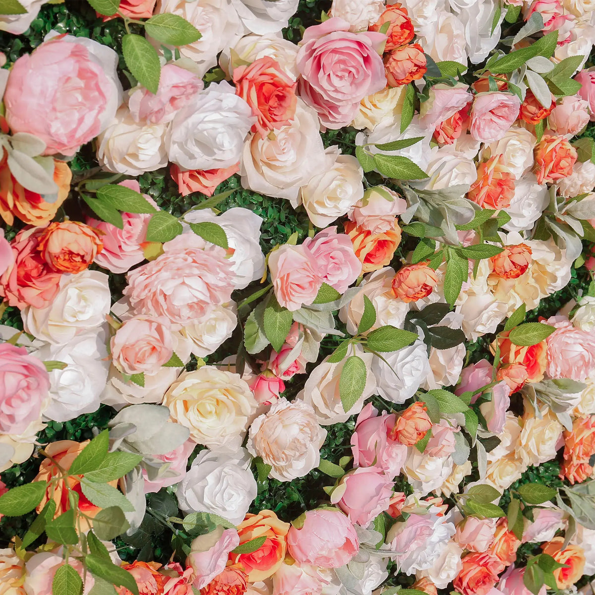 Rosy Orange Peony Cloth Fabric Backdrop Flower Wall