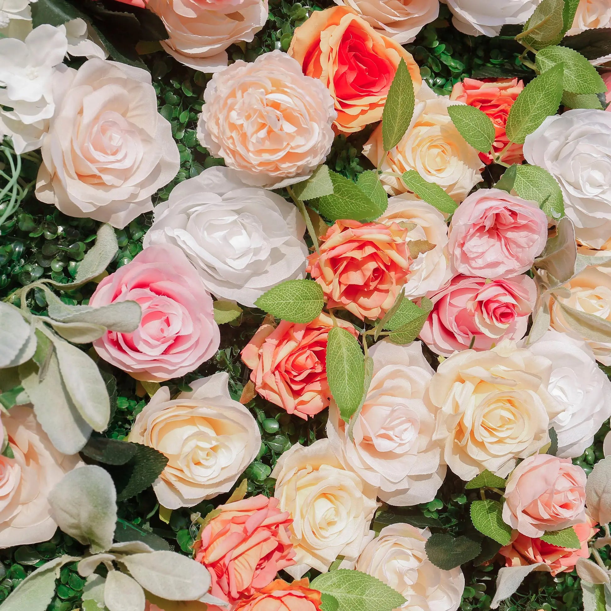 Rosy Orange Peony Cloth Fabric Backdrop Flower Wall