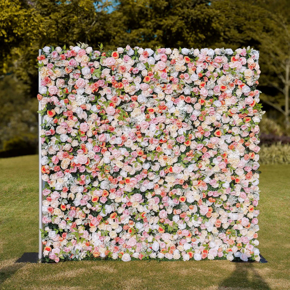 Rosy Orange Peony Cloth Fabric Backdrop Flower Wall